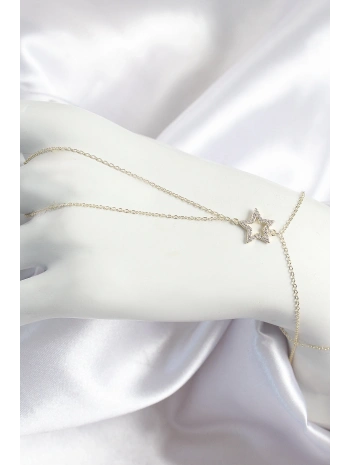 Pirinç Zirkon Taşlı Yıldız Model Gold Renk Kadın Şahmeran