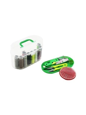 PLASTİK ÇANTALI İĞNE - İPLİK SET 10-İPLİK- 12-DİKİŞ-10-Ç.İĞNE- MEZURA- MAKAS- İĞNE GEÇİRME- 4-ÇITÇIT- 4-DÜĞME- YÜZÜK (5047)