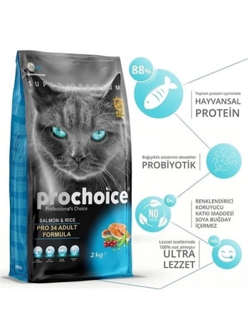 Pro Choice Pro 34 Adult Somonlu Yetişkin Kedi Maması 15 Kg