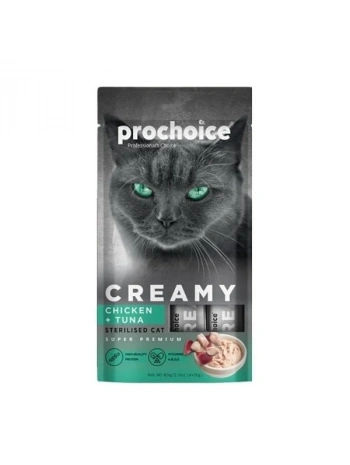 Prochoice Creamy Tavuklu ve Ton Balıklı Sıvı Kedi Ödül Maması 15 Gr 4 Adet