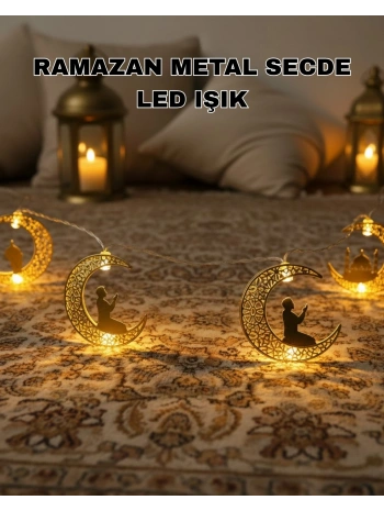 Ramazan Ay Işığı Secde Eden Adam Silüetli LED Peri Işığı