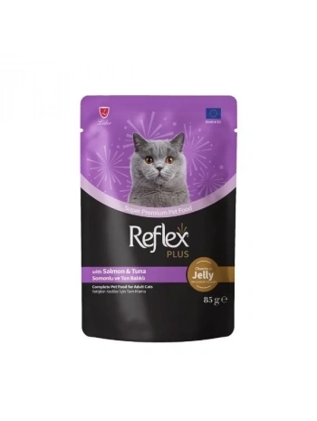 Reflex Plus Jöle İçinde Somonlu ve Ton Balıklı Pouch Yetişkin Konserve Kedi Maması 85 Gr