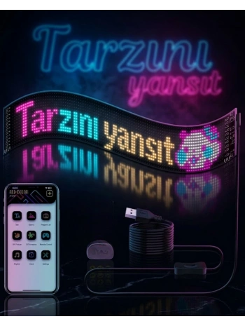 RGB LED Matrix Panel Esnek Yapı Uygulama Kontrollü Kayan Yazı Ekranı