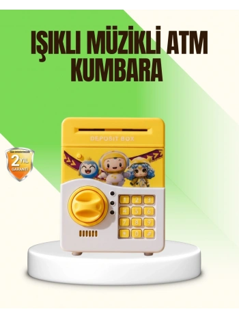 Sarı Elektronik Şifreli ATM Görünümlü Çocuk Kumbarası
