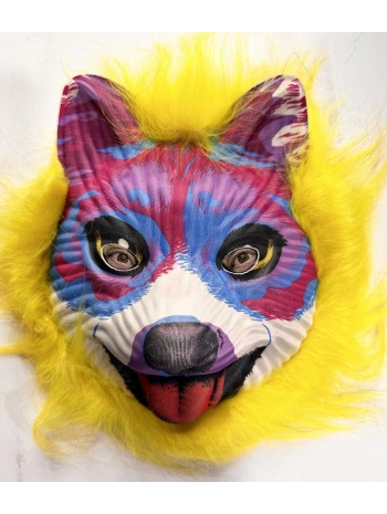 Sarı Saçlı Sevimli Köpek Maskesi Mega Peluş 35 No (5047)