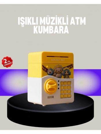 Sarı Şifreli Eğitici Çocuk Kumbarası Otomatik Para Girişli