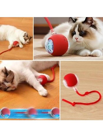 Şarjlı Otomatik Hareketli Kedi Köpek İçin 360 Derece Dönen İnteraktif Akıllı Oyun Topu (5047)