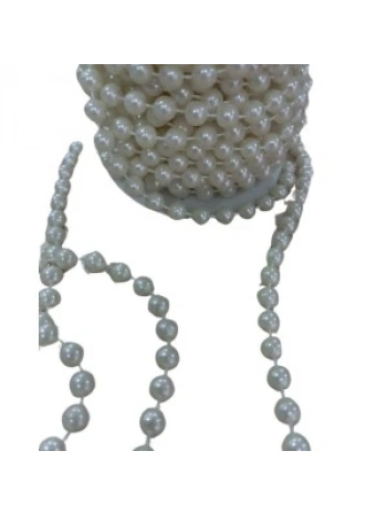 Sıralı Yuvarlak İnci En 1 Cm Krem 1 Metre