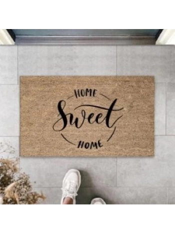 Siyah Kapı Önü Paspası Home Sweet Home Desen  K-3298