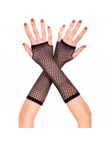 Siyah Renk Uzun File Eldiven - Örgü Eldiven Siyah Renk (5047)