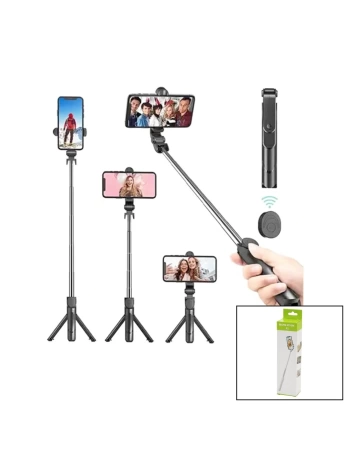 SİYAH  SELFİ ÇUBUK - TRİPOD AYAKLI  57CM UZAYAN-KISALAN SAPLI + 10CM =67CM (5047)