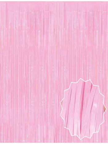 Soft Pembe Püsküllü Kapı Perdesi - Parti, Baby Shower, Cinsiyet Partisi 1x2 m (5047)