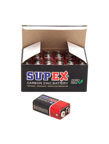 SUPEX 6F22 9 VOLT PİL (12 Lİ PAKET) (5047)