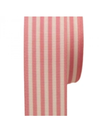 Tafta Çizgi Desen Kurdele 25 Mm Pudra 1 Metre