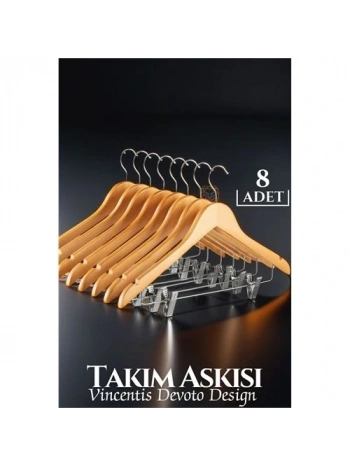 Takım Askısı Ceket Etek Pantolon Kıskaçlı 8 Adet Vincentis Devoto Design