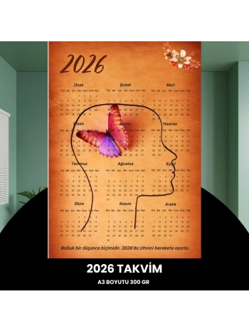 Takvim 2026 Premium A3 300 Gr Dijital Baskı Düşünce