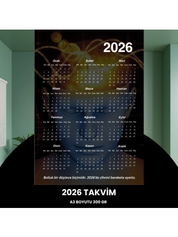 Takvim 2026 Premium A3 300 Gr Dijital Baskı Mistik