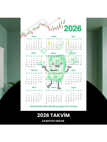 Takvim 2026 Premium A3 300 Gr Dijital Baskı Yeşil Para