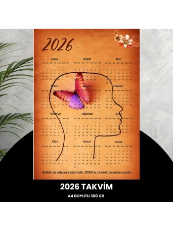 Takvim 2026 Premium A4 300 Gr Dijital Baskı Düşünce