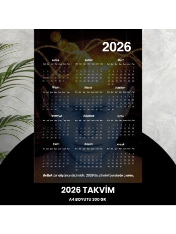 Takvim 2026 Premium A4 300 Gr Dijital Baskı Mistik
