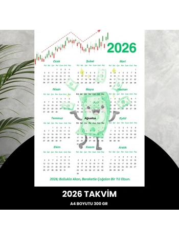 Takvim 2026 Premium A4 300 Gr Dijital Baskı Yeşil Para