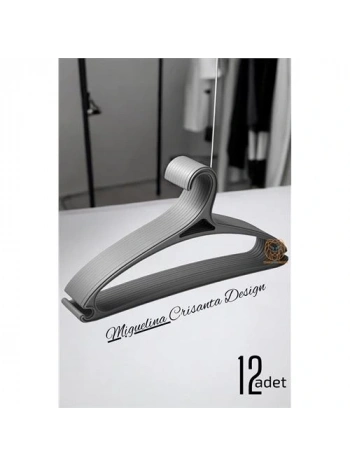 Tasarım Askı Seti 12 ADET Elbise Askısı M.Crisanta GRİ