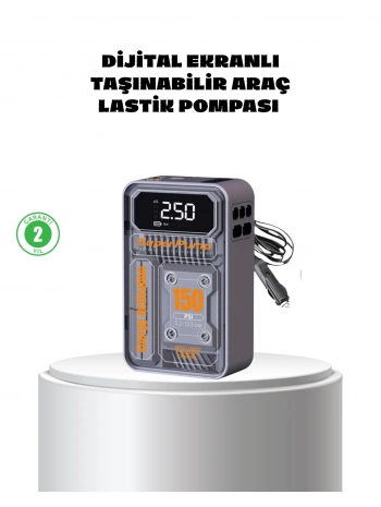 Taşınabilir Kablosuz Hava Pompası – 150 PSI Güçlü Basınç ve 6000mAh Şarjlı