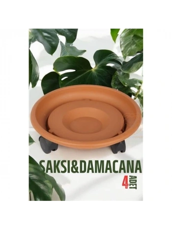 Tekerlekli Saksı Altığı 4 ADET 37 CM KAHVE