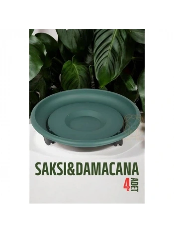 Tekerlekli Saksı Altığı 4 ADET 37 CM YEŞİL