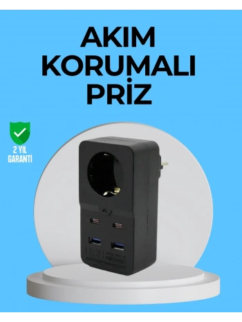 Termal Korumalı Priz Otomatik Çocuk Kilidi 4 USB Type C