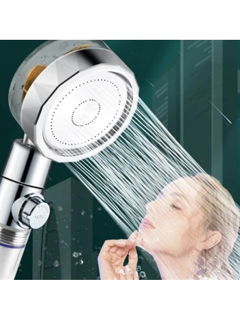 Turbo Duş Başlığı Su Tasarruflu 360 Hareketli Pervaneli Tazyikli Tuşlu Duş Başlığı (5047)