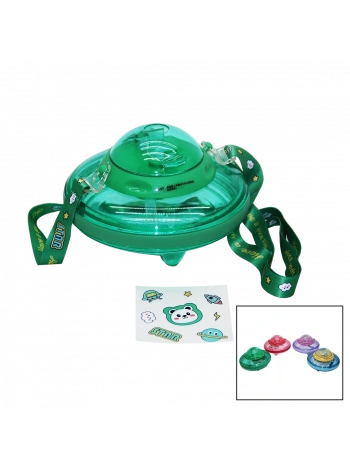 UFO MODELİ RENKLİ MİKA KRİSTAL SULUK MATARA PİPETLİ - TAŞIMA ASKILI 550ML ( HERHANGİ BİR RENK  GÖNDERİLİR )  (5047)