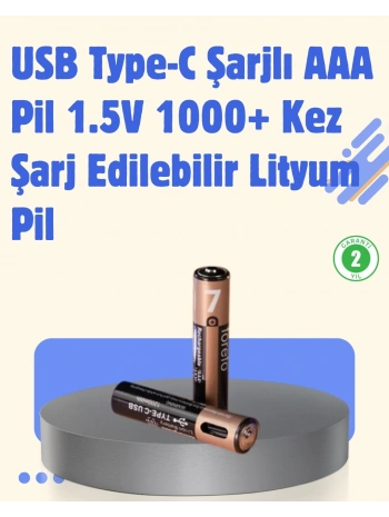 USB Type-C Şarjlı AAA Lityum Pil | 1.5V Sabit Voltaj, 1000+ Şarj Döngüsü ile Uzun Ömür