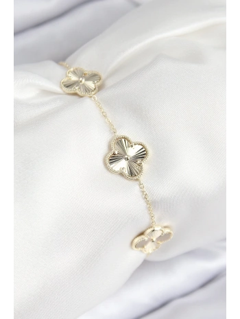 VIP Pirinç Yonca Model Gold Renk Kadın Bileklik