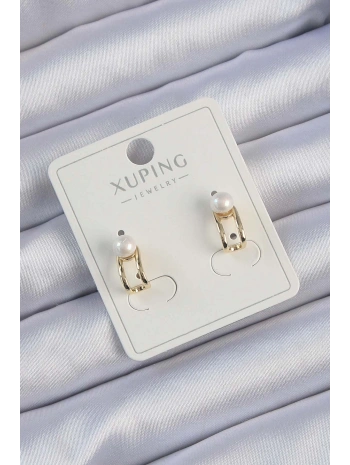 Xuping Gold Renk İnci Taşlı Halka Küpe