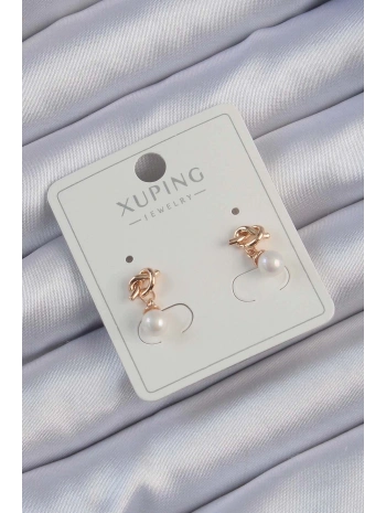 Xuping Rose Renk İnci Taşlı Düğüm Küpe