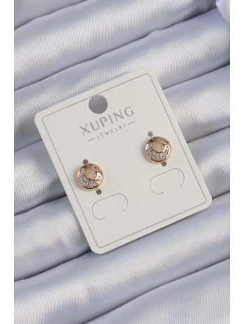 Xuping Rose Renk Zirkon Taşlı Yansımalı Oval Küpe