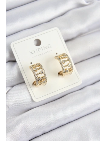 Xuping Zirkon Taşlı Çit Halka Model Gold Renk Kadın Küpe