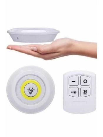 Yapışkanlı 3lü Spot Led Işık Lamba Montajsız Pilli Uzaktan Kumandalı