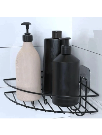 Yapışkanlı Banyo Köşeliği Kancalı Köşe Rafı Duş Şampuanlık Duvar Düzenleyici Organizer Raf (5047)