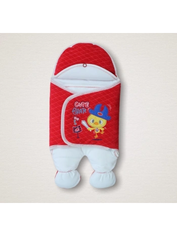 Yenidoğan Cesur Şovalye Civciv Nakışlı Şapkalı Erkek Ayaklı Kundak Bebek Battaniyesi
