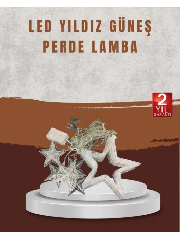 Yıldız Desenli Perde Tipi Peri Led 3x3 Metre Aydınlatma