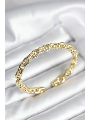 Zincir Model Gold Renk Pirinç Kadın Bileklik