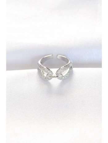 Zirkon Taşlı Silver Renk Ayarlanabilir Yüzük
