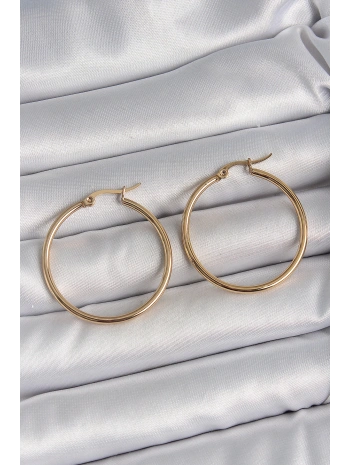 316 Çelik Gold Renk 33 mm Kadın Halka Model Kadın Küpe