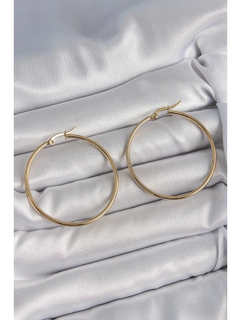316 Çelik Gold Renk 43 mm Halka Model Kadın Küpe