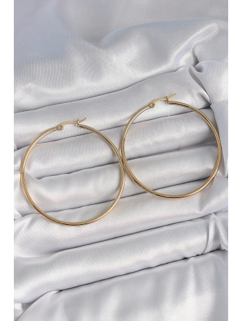 316 Çelik Gold Renk 53 mm Halka Model Kadın Küpe