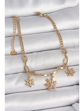 316L Çelik Gold Renk Sallantı Kar Tanesi Model Kadın Bileklik