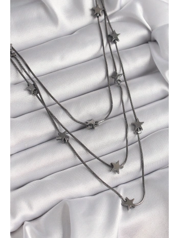 Pirinç Füme Renk 3Lü Yıldız Model Kadın Kolye