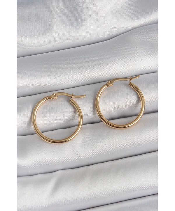 316 Çelik Gold Renk 22mm Kadın Halka Model Kadın Küpe